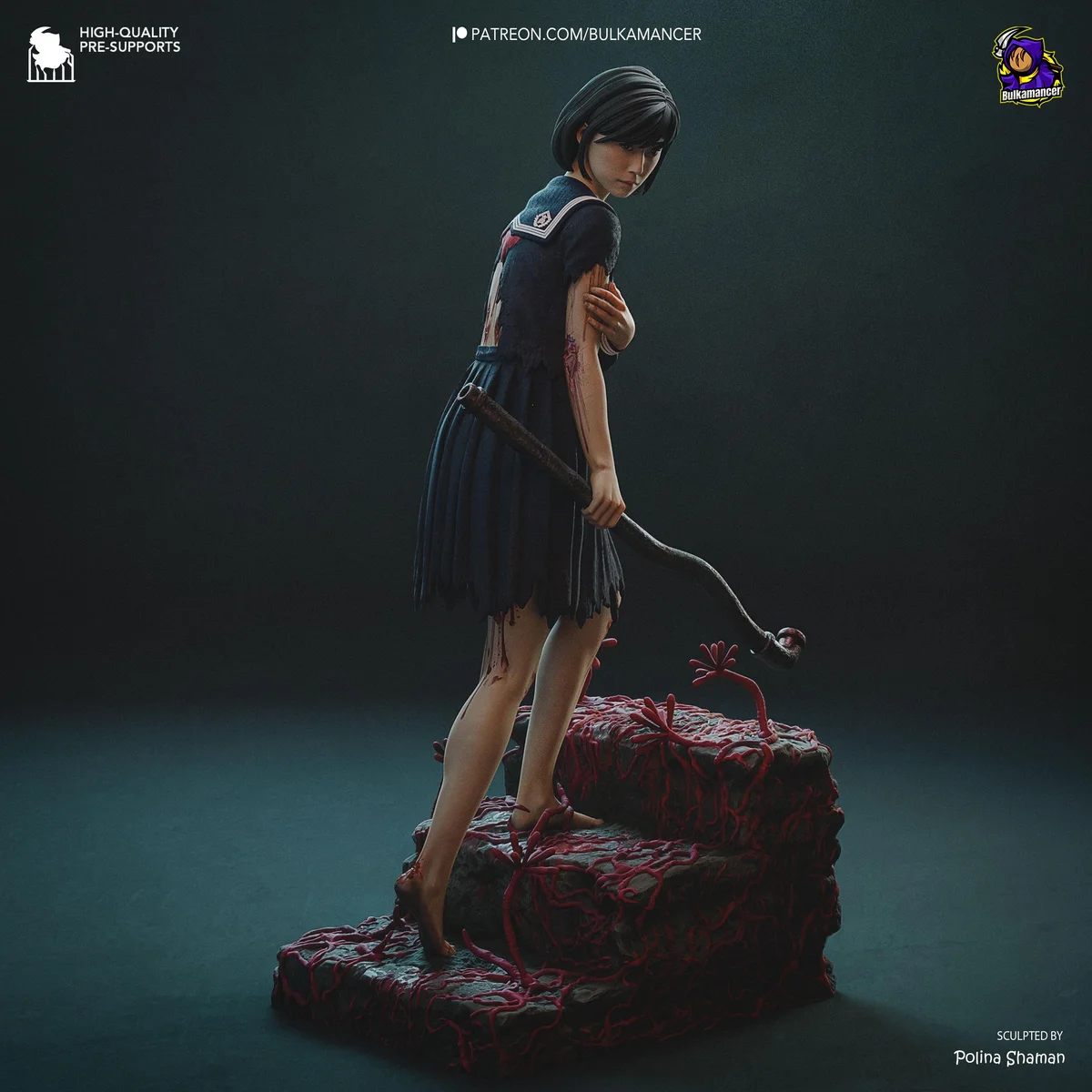 Hinako Japanese Horror - Silent Hill f Unpainted Resin Figurine Kit - 1/8 Scale 216mm 8.5in - 3D Printed Statue Fan Art — 5/10