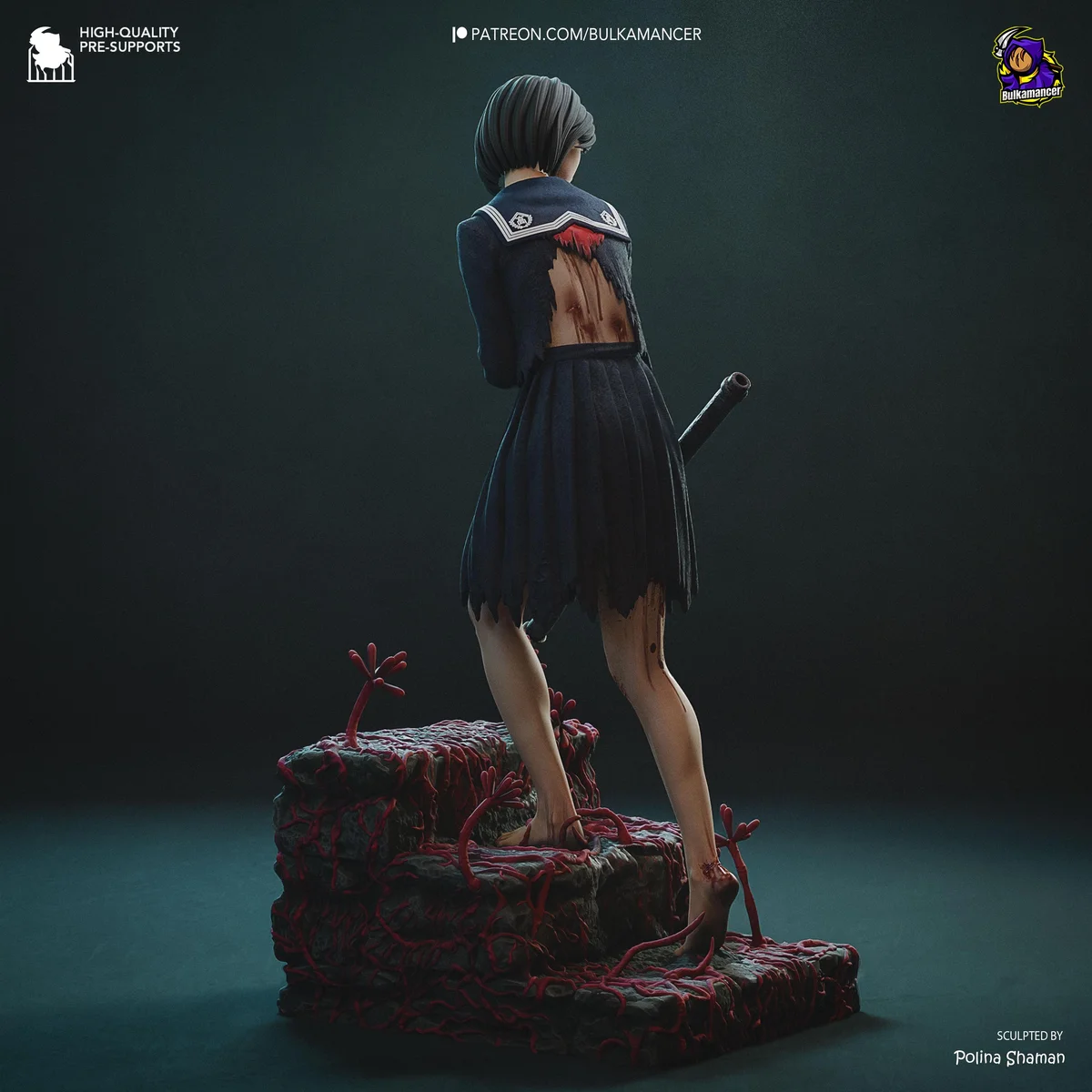 Hinako Japanese Horror - Silent Hill f Unpainted Resin Figurine Kit - 1/8 Scale 216mm 8.5in - 3D Printed Statue Fan Art — 8/10