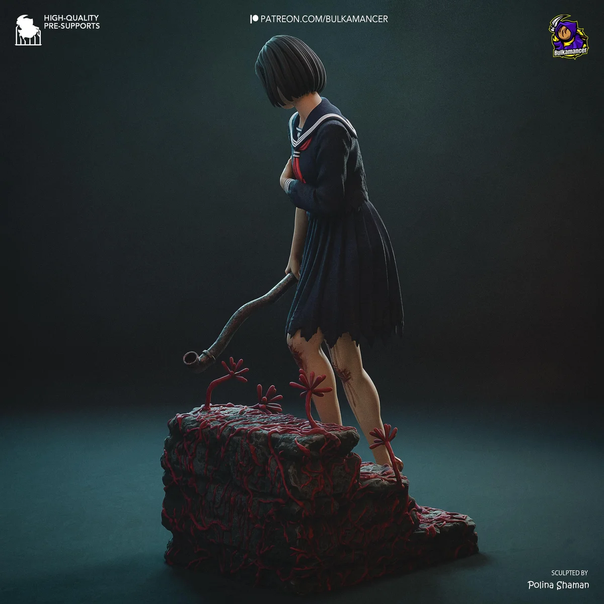 Hinako Japanese Horror - Silent Hill f Unpainted Resin Figurine Kit - 1/8 Scale 216mm 8.5in - 3D Printed Statue Fan Art — 9/10