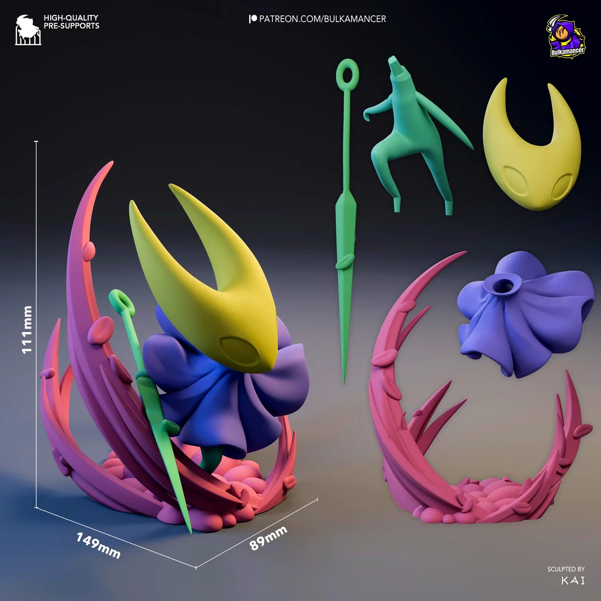 Hornet Pharloom Princess - Hollow Knight Unpainted Resin Figurine Kit - 1/12 Scale 111mm 4.4in - 3D Printed Statue Fan Art — 3/8