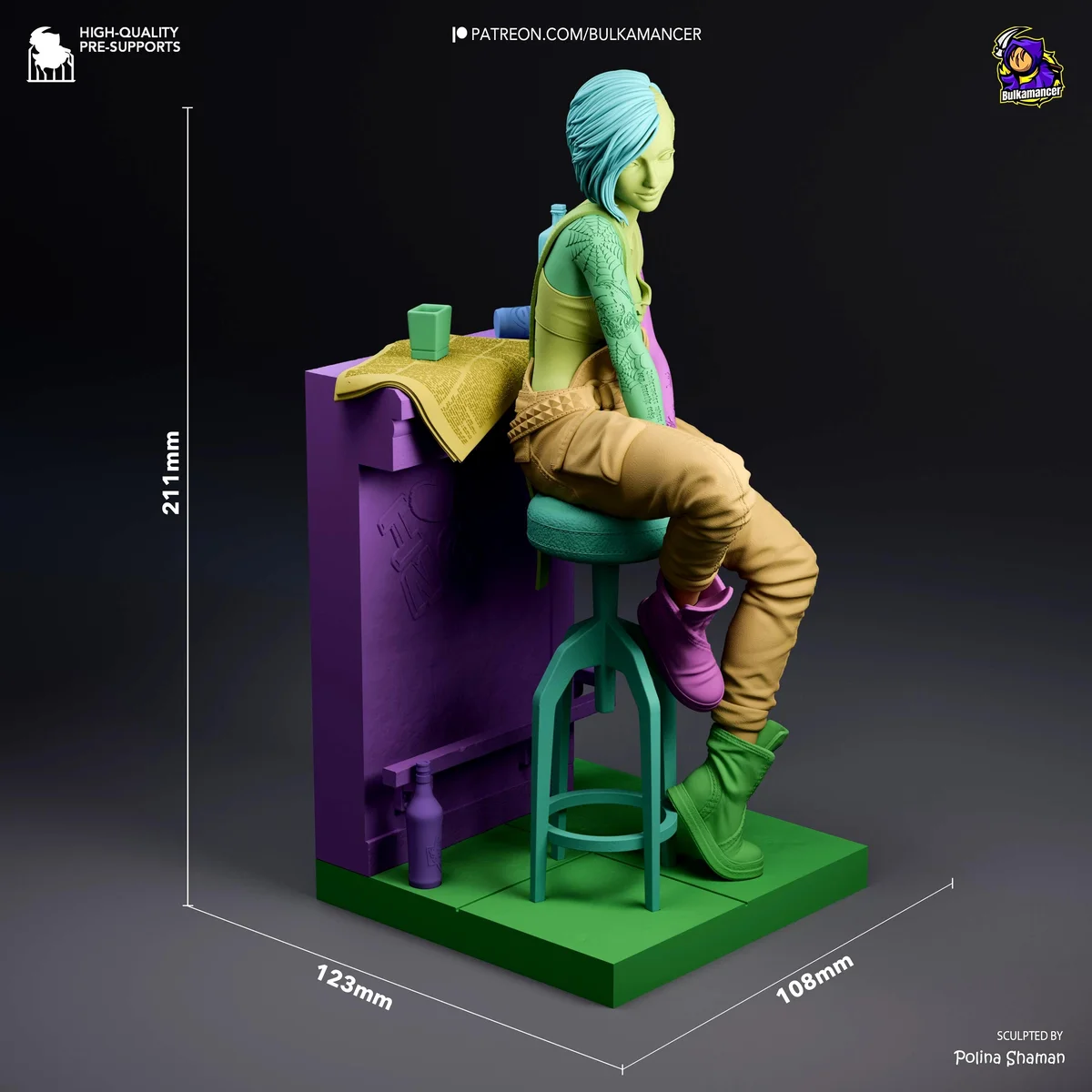 Judy Alvarez Braindancer Tech - Cyberpunk 2077 Unpainted Resin Figurine Kit - 1/8 Scale 211mm 8.3in - 3D Printed Statue Fan Art — 2/10