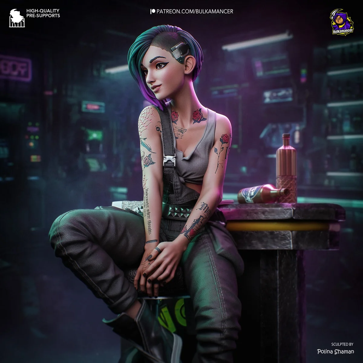 Judy Alvarez Braindancer Tech - Cyberpunk 2077 Unpainted Resin Figurine Kit - 1/8 Scale 211mm 8.3in - 3D Printed Statue Fan Art — 4/10