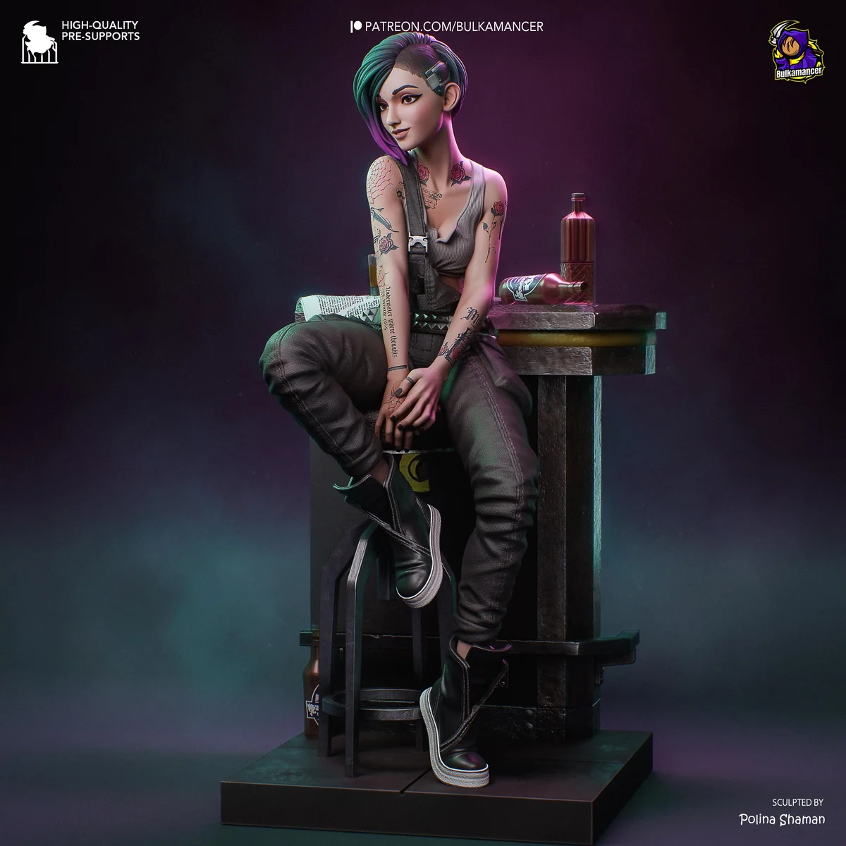 Judy Alvarez Braindancer Tech - Cyberpunk 2077 Unpainted Resin Figurine Kit - 1/8 Scale 211mm 8.3in - 3D Printed Statue Fan Art — 1/10