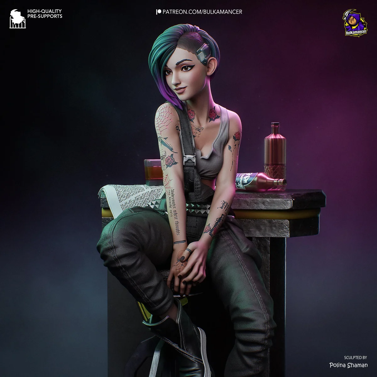Judy Alvarez Braindancer Tech - Cyberpunk 2077 Unpainted Resin Figurine Kit - 1/8 Scale 211mm 8.3in - 3D Printed Statue Fan Art — 5/10