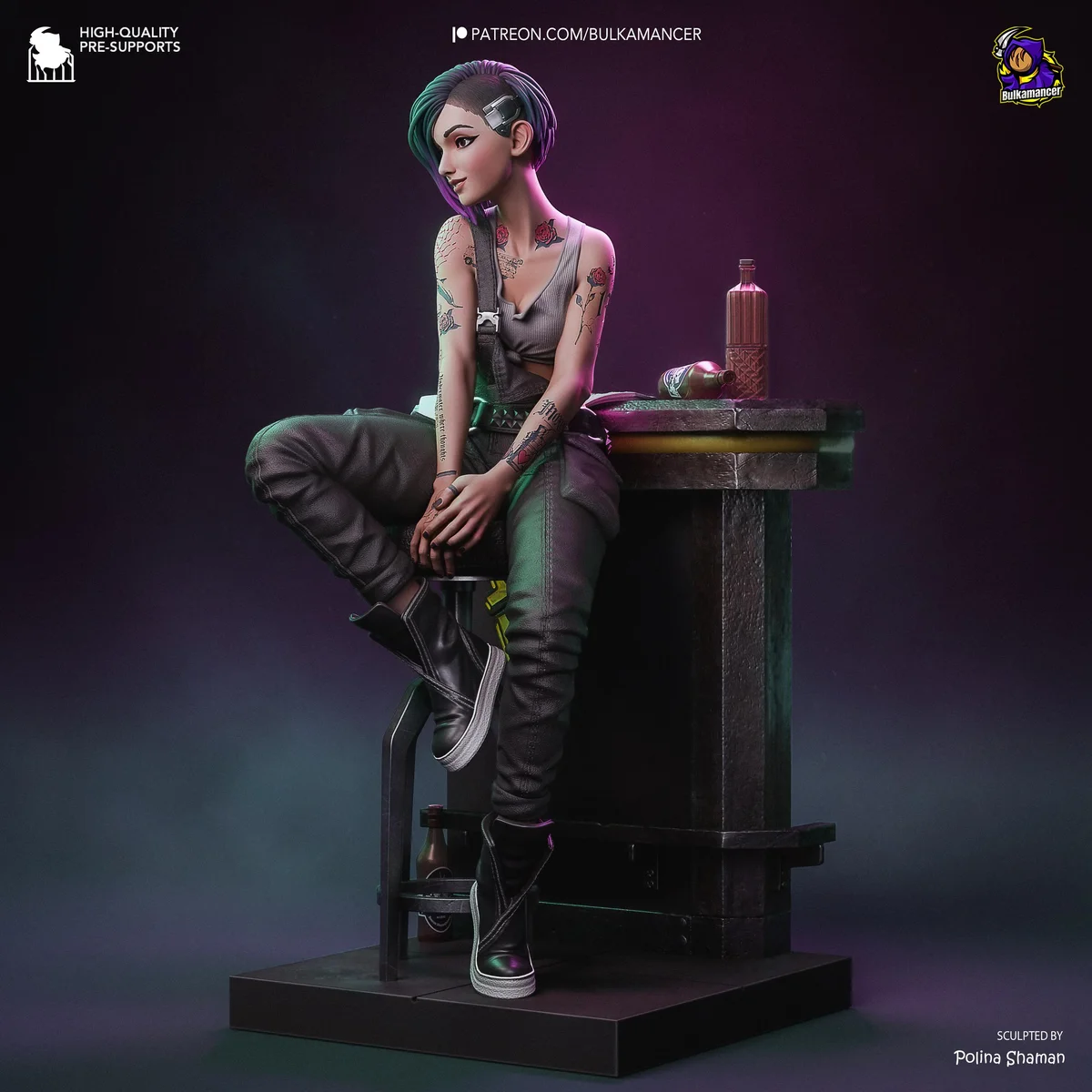 Judy Alvarez Braindancer Tech - Cyberpunk 2077 Unpainted Resin Figurine Kit - 1/8 Scale 211mm 8.3in - 3D Printed Statue Fan Art — 8/10