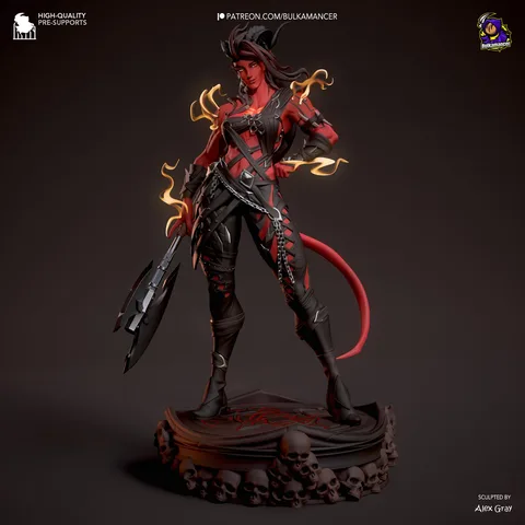 Karlach Tiefling Barbarian - Baldur's Gate 3 BG3 Unpainted Resin Figurine Kit - 1/8 Scale 289mm 11.4in - 3D Printed Statue Fan Art