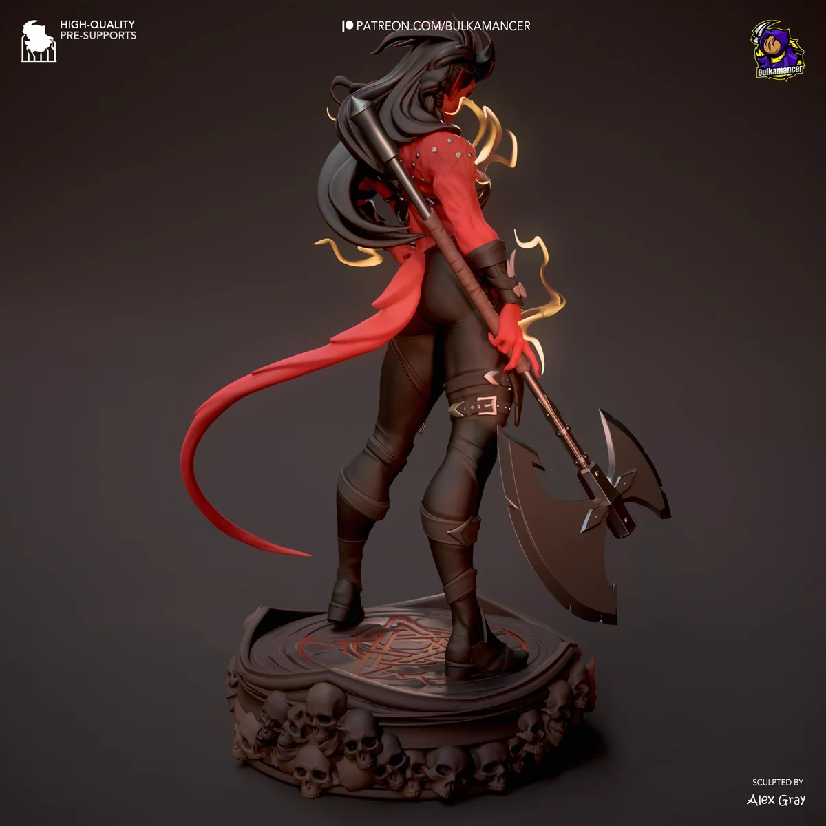 Karlach Tiefling Barbarian - Baldur's Gate 3 BG3 Unpainted Resin Figurine Kit - 1/8 Scale 289mm 11.4in - 3D Printed Statue Fan Art — 5/10