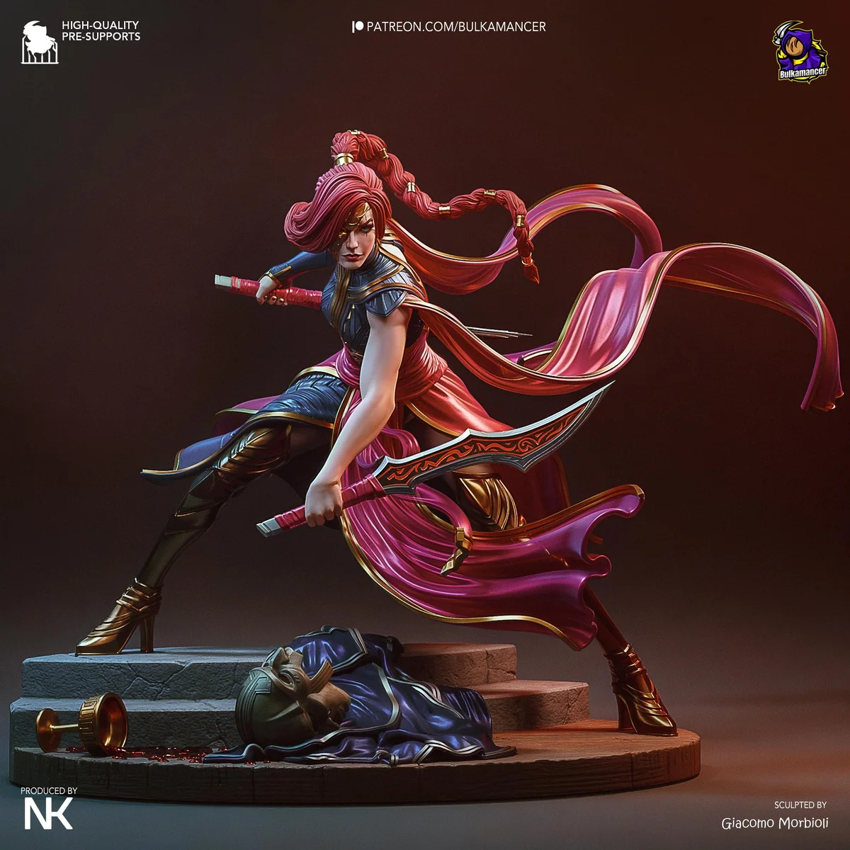Katarina Sinister Blade Noxian Assassin - League of Legends Unpainted Resin Figurine Kit - 1/8 Scale 215mm 8.5in - 3D Printed Statue Fan Art — 5/10