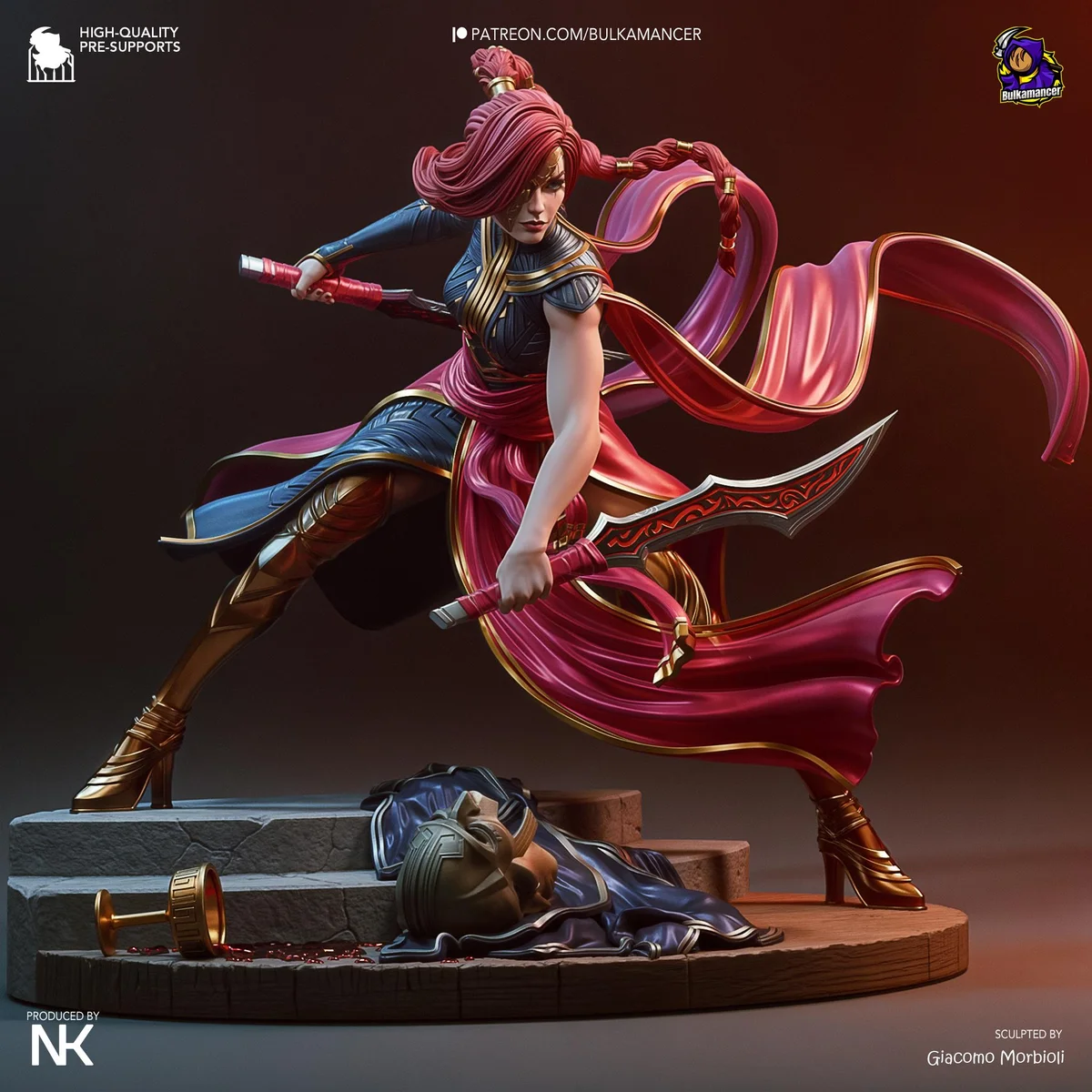 Katarina Sinister Blade Noxian Assassin - League of Legends Unpainted Resin Figurine Kit - 1/8 Scale 215mm 8.5in - 3D Printed Statue Fan Art — 1/10