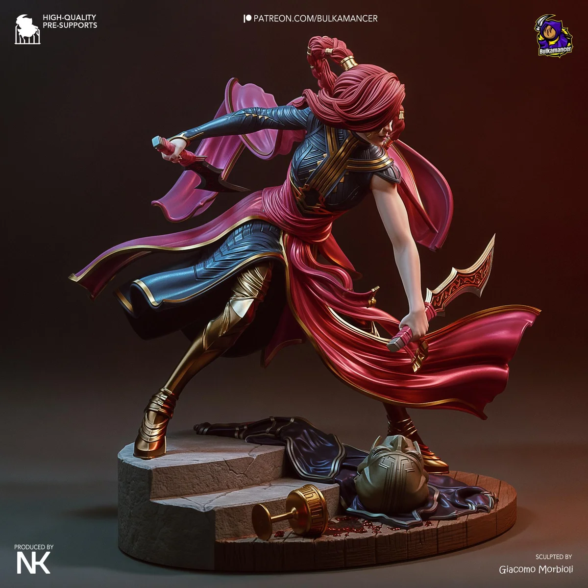 Katarina Sinister Blade Noxian Assassin - League of Legends Unpainted Resin Figurine Kit - 1/8 Scale 215mm 8.5in - 3D Printed Statue Fan Art — 6/10