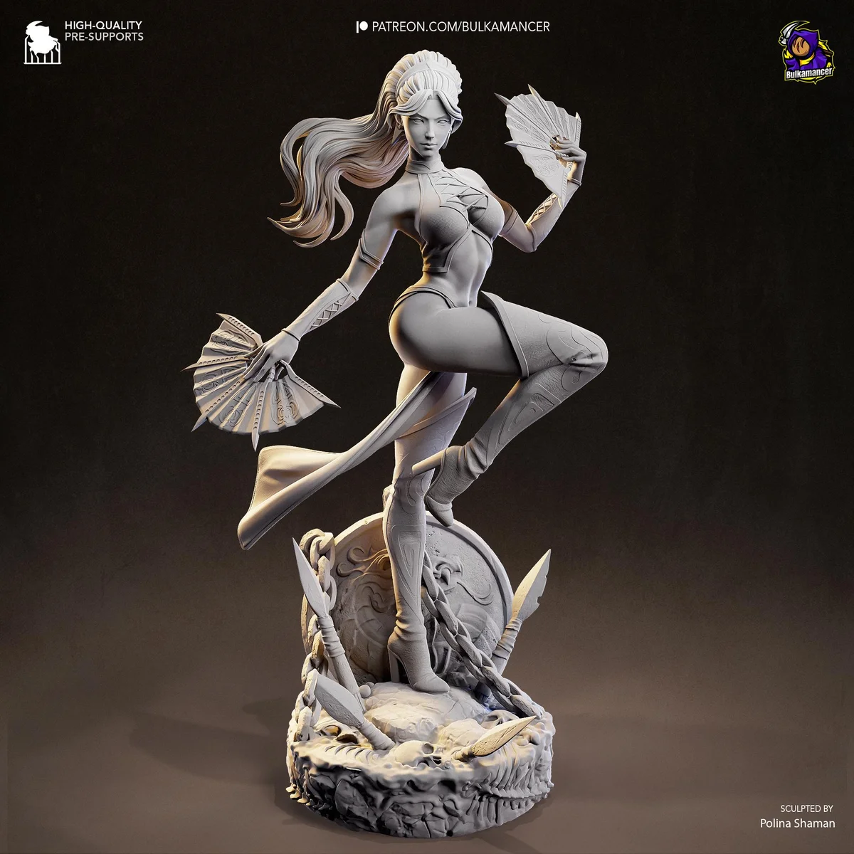 Kitana Deadly Fan Dancer - Mortal Kombat Unpainted Resin Figurine Kit - 1/8 Scale 261mm 10.3in - 3D Printed Statue Fan Art — 10/10