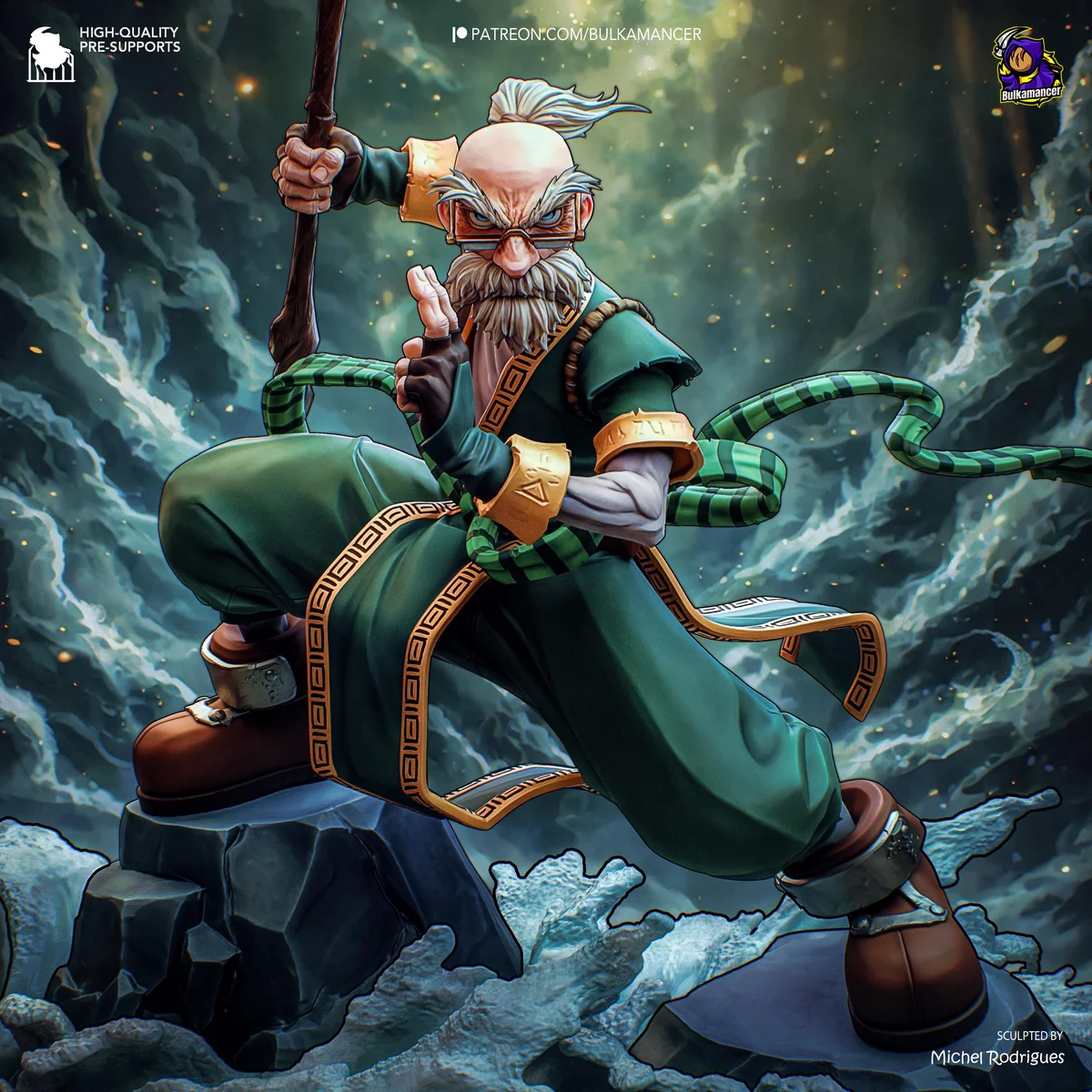 Knolan Wizard JRPG - Battle Chasers Nightwar Unpainted Resin Figurine Kit - 1/8 Scale 340mm 13.4in - 3D Printed Statue Fan Art — 4/10