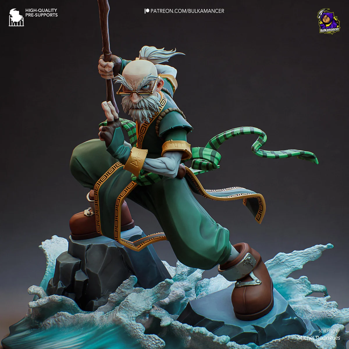Knolan Wizard JRPG - Battle Chasers Nightwar Unpainted Resin Figurine Kit - 1/8 Scale 340mm 13.4in - 3D Printed Statue Fan Art — 1/10