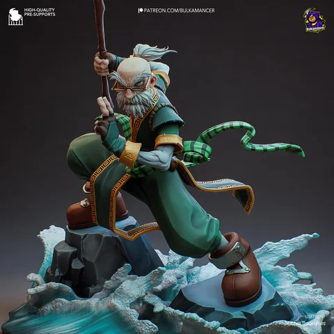 Knolan Wizard JRPG - Battle Chasers Nightwar Unpainted Resin Figurine Kit - 1/8 Scale 340mm 13.4in - 3D Printed Statue Fan Art