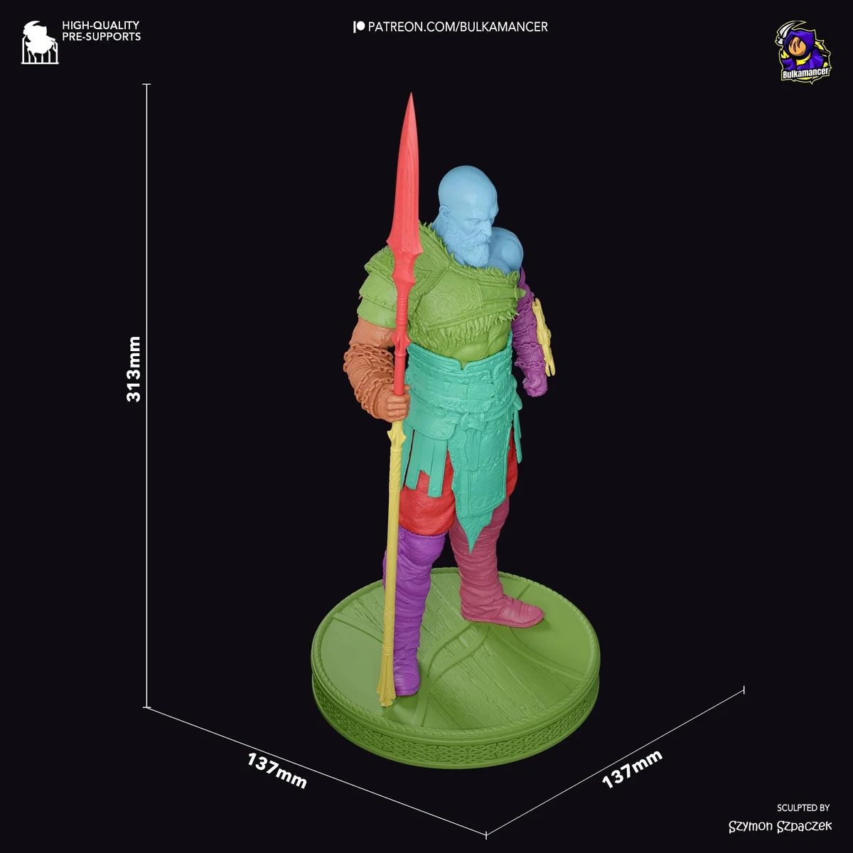 Kratos Ghost of Sparta - God of War Ragnarok Unpainted Resin Figurine Kit - 1/8 Scale 313mm 12.3in - 3D Printed Statue Fan Art — 2/10