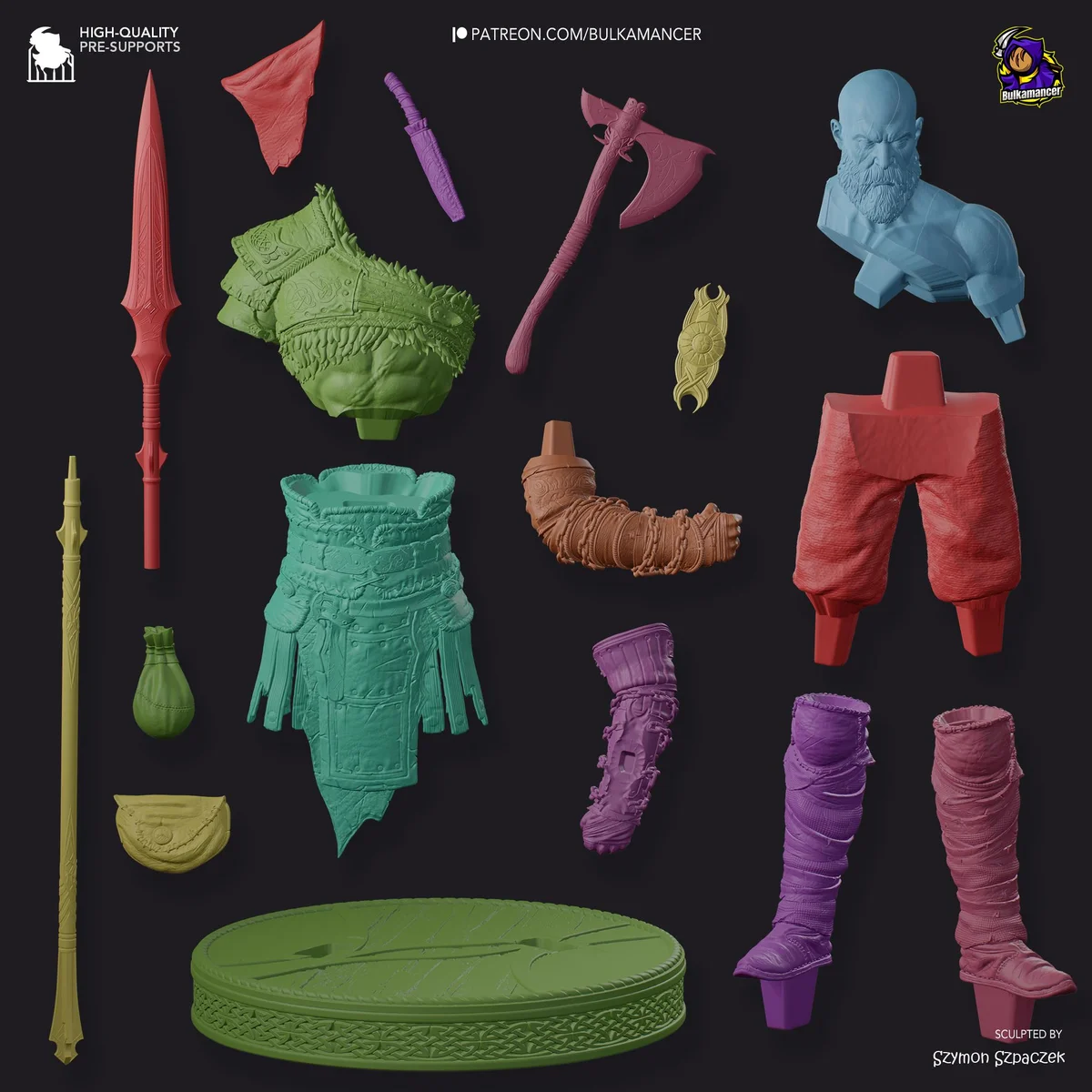 Kratos Ghost of Sparta - God of War Ragnarok Unpainted Resin Figurine Kit - 1/8 Scale 313mm 12.3in - 3D Printed Statue Fan Art — 3/10