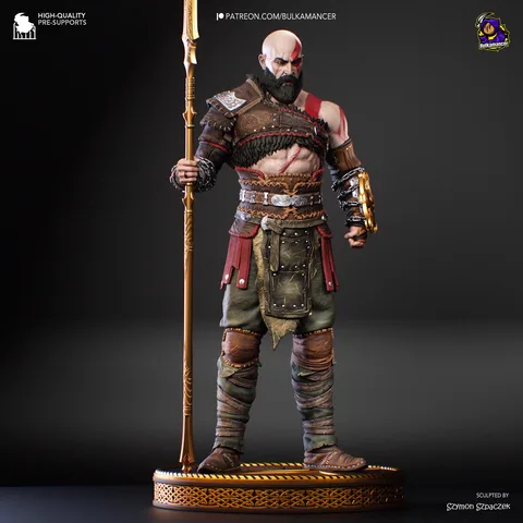 Kratos Ghost of Sparta - God of War Ragnarok Unpainted Resin Figurine Kit - 1/8 Scale 313mm 12.3in - 3D Printed Statue Fan Art