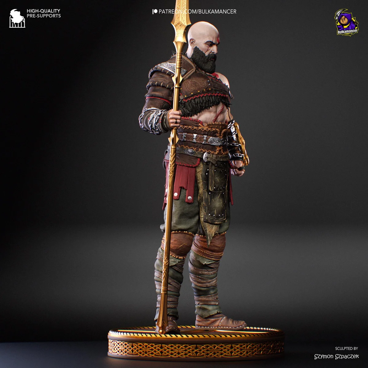 Kratos Ghost of Sparta - God of War Ragnarok Unpainted Resin Figurine Kit - 1/8 Scale 313mm 12.3in - 3D Printed Statue Fan Art — 5/10