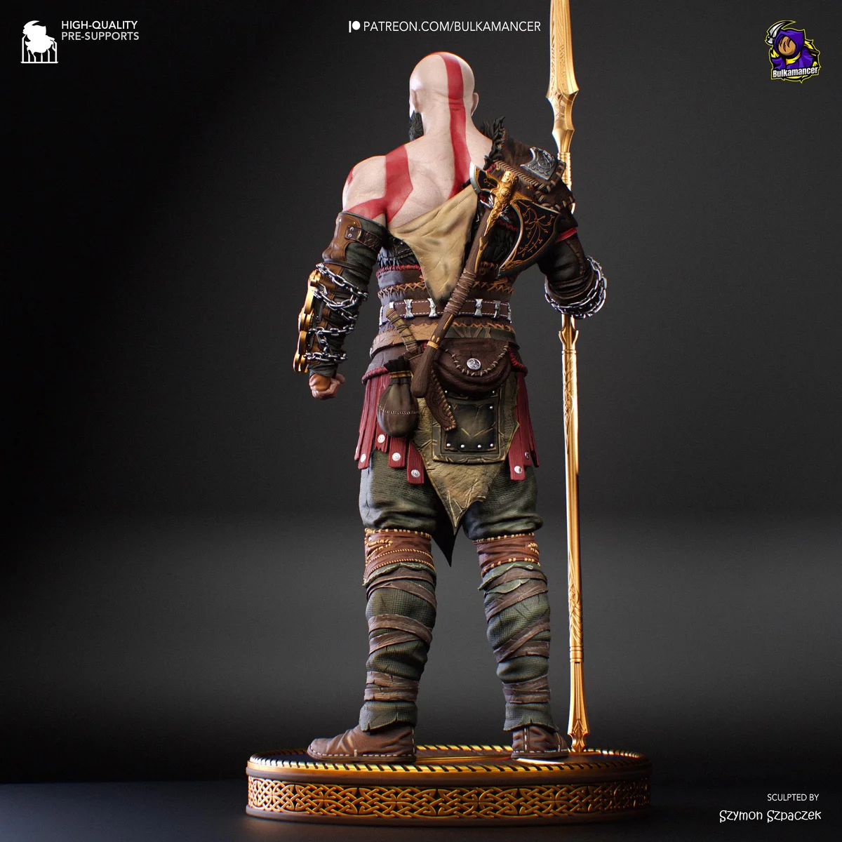 Kratos Ghost of Sparta - God of War Ragnarok Unpainted Resin Figurine Kit - 1/8 Scale 313mm 12.3in - 3D Printed Statue Fan Art — 6/10