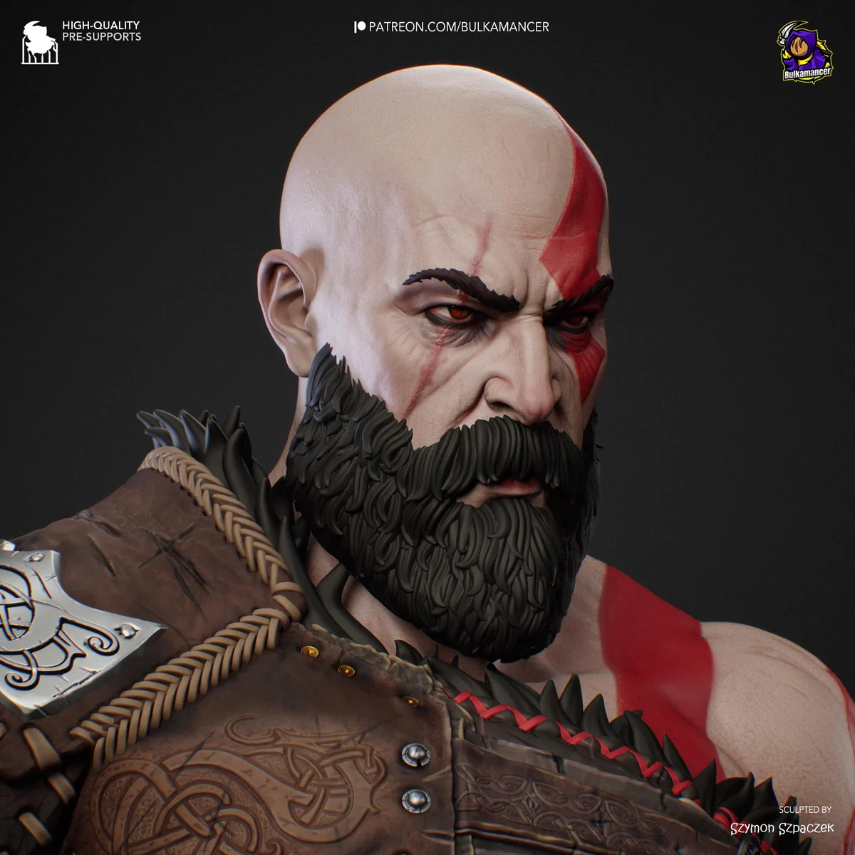 Kratos Ghost of Sparta - God of War Ragnarok Unpainted Resin Figurine Kit - 1/8 Scale 313mm 12.3in - 3D Printed Statue Fan Art — 9/10