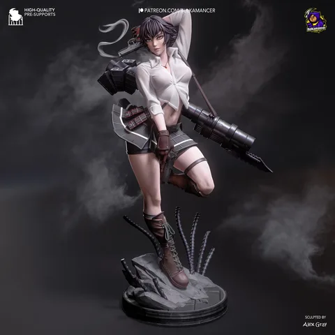 Lady Mary Kalina Ann Devil Hunter - Devil May Cry 3 Unpainted Resin Figurine Kit - 1/8 Scale 230mm 9.1in - 3D Printed Statue Fan Art