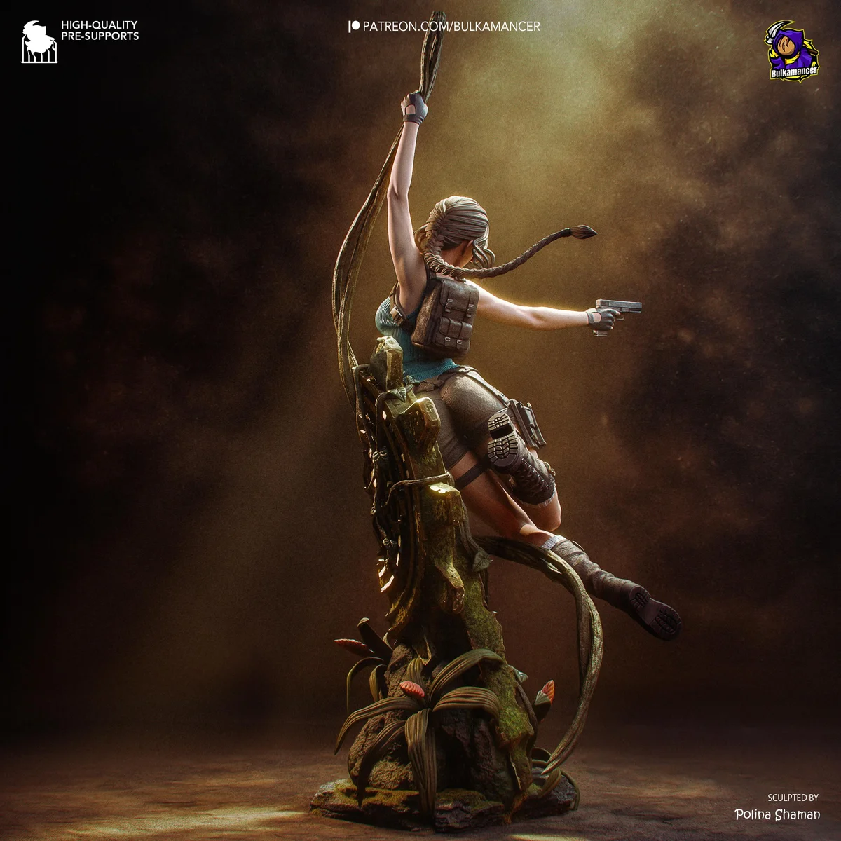 Lara Croft Detailed or Low-Poly Archaeologist Adventurer - Tomb Raider Unpainted Resin Figurine Kit - 1/8 Scale 328mm 12.9in - Statue — 10/10