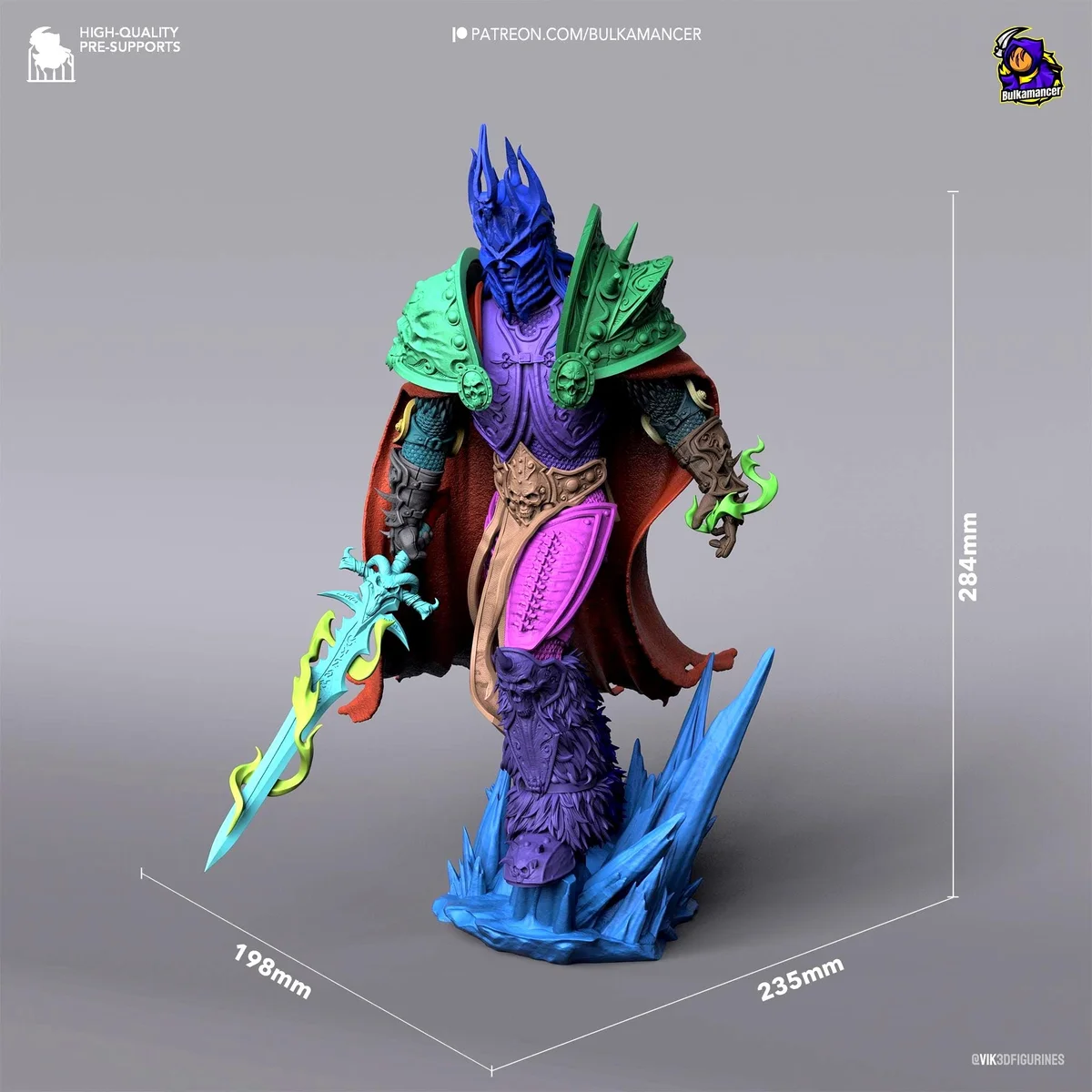 Lich King Arthas Death Knight Undead - World of Warcraft Unpainted Resin Figurine Kit - 1/8 Scale 235mm 9.3in - 3D Printed Statue Fan Art — 2/9