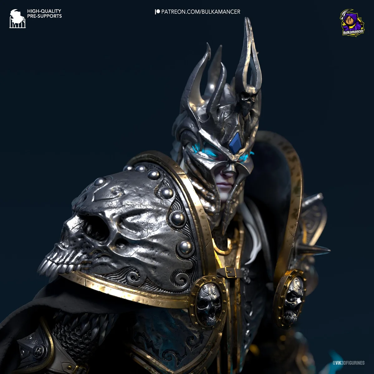 Lich King Arthas Death Knight Undead - World of Warcraft Unpainted Resin Figurine Kit - 1/8 Scale 235mm 9.3in - 3D Printed Statue Fan Art — 6/9