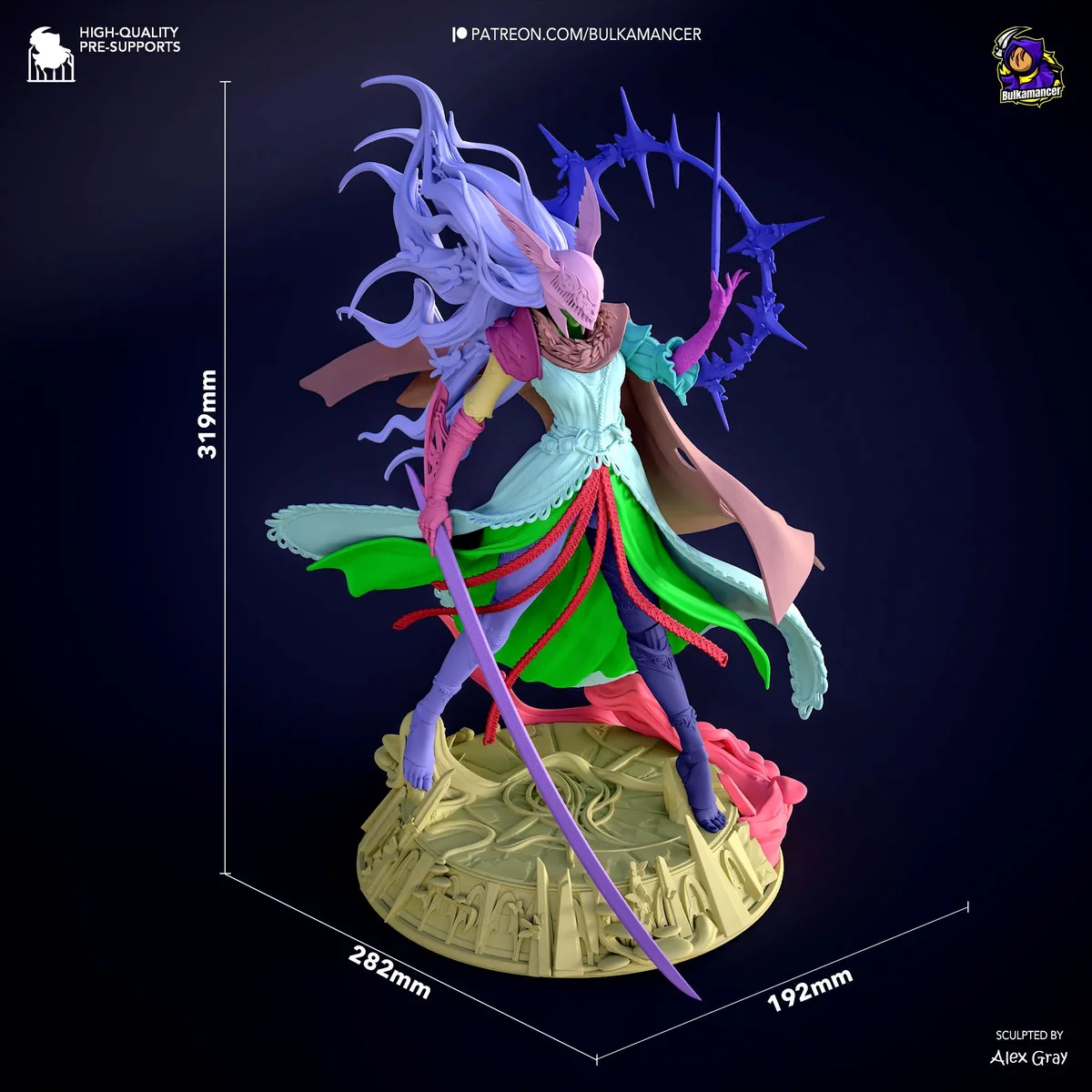 Malenia Blade of Miquella Goddess of Rot - Elden Ring Unpainted Resin Figurine Kit - 1/8 Scale 319mm 12.6in - 3D Printed Statue Fan Art — 2/10