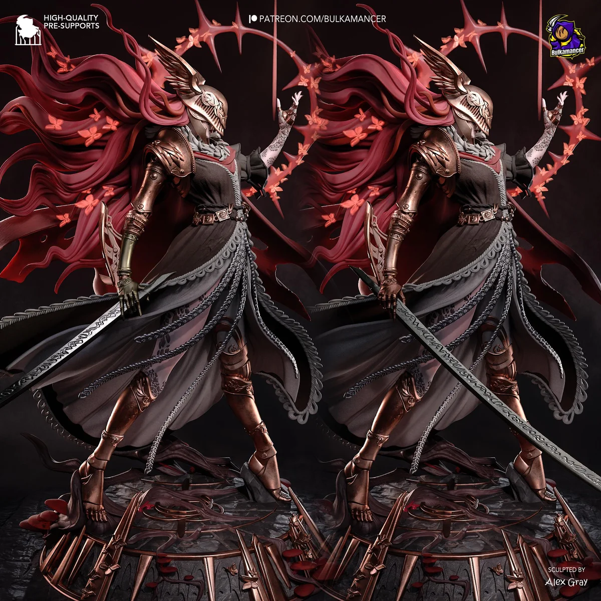 Malenia Blade of Miquella Goddess of Rot - Elden Ring Unpainted Resin Figurine Kit - 1/8 Scale 319mm 12.6in - 3D Printed Statue Fan Art — 1/10