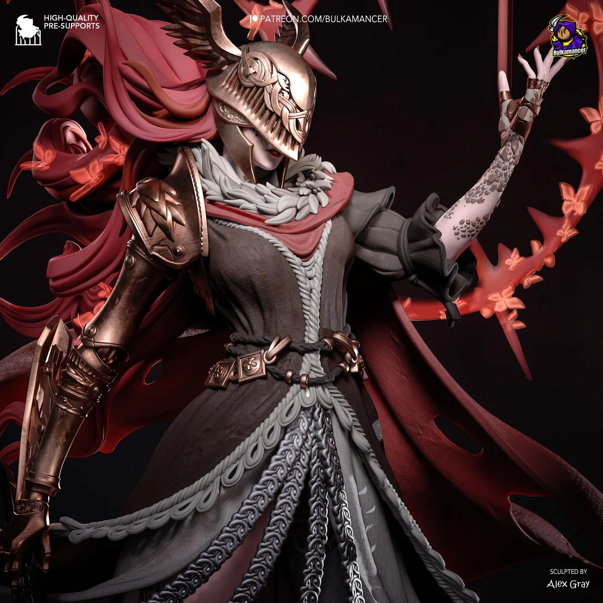 Malenia Blade of Miquella Goddess of Rot - Elden Ring Unpainted Resin Figurine Kit - 1/8 Scale 319mm 12.6in - 3D Printed Statue Fan Art — 4/10