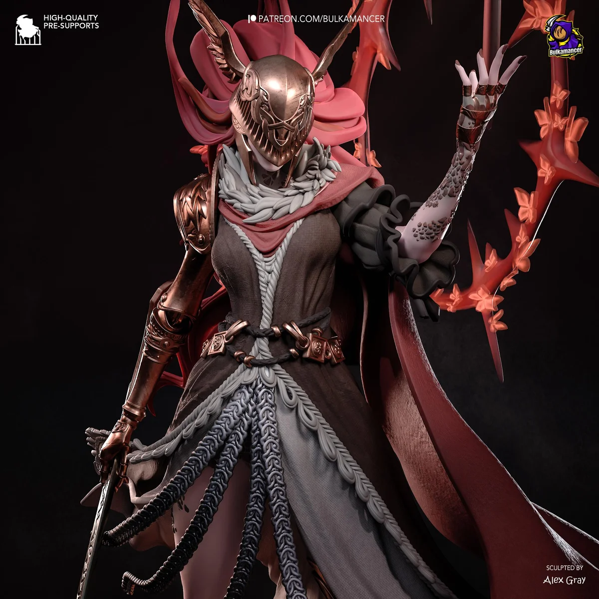 Malenia Blade of Miquella Goddess of Rot - Elden Ring Unpainted Resin Figurine Kit - 1/8 Scale 319mm 12.6in - 3D Printed Statue Fan Art — 6/10
