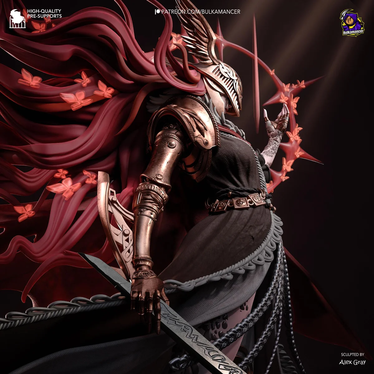 Malenia Blade of Miquella Goddess of Rot - Elden Ring Unpainted Resin Figurine Kit - 1/8 Scale 319mm 12.6in - 3D Printed Statue Fan Art — 7/10