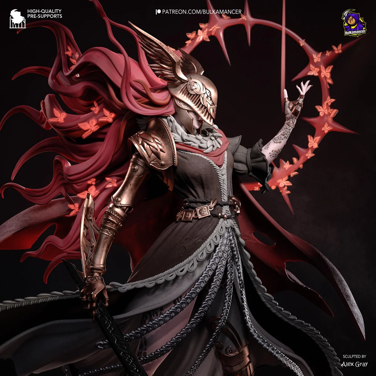 Malenia Blade of Miquella Goddess of Rot - Elden Ring Unpainted Resin Figurine Kit - 1/8 Scale 319mm 12.6in - 3D Printed Statue Fan Art — 8/10