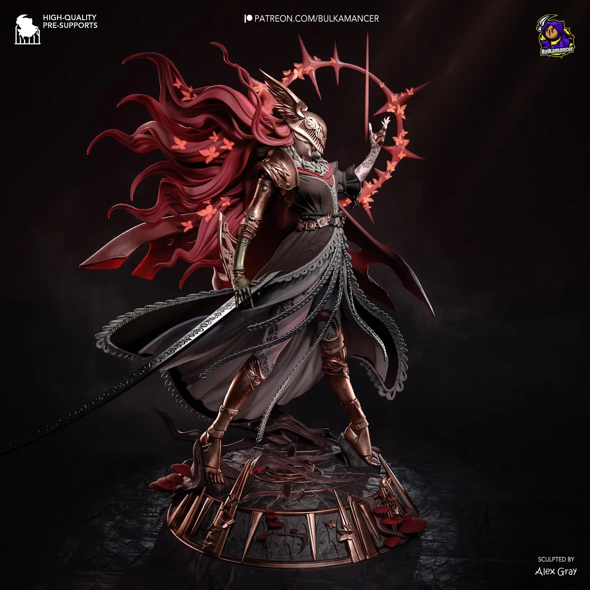 Malenia Blade of Miquella Goddess of Rot - Elden Ring Unpainted Resin Figurine Kit - 1/8 Scale 319mm 12.6in - 3D Printed Statue Fan Art — 9/10