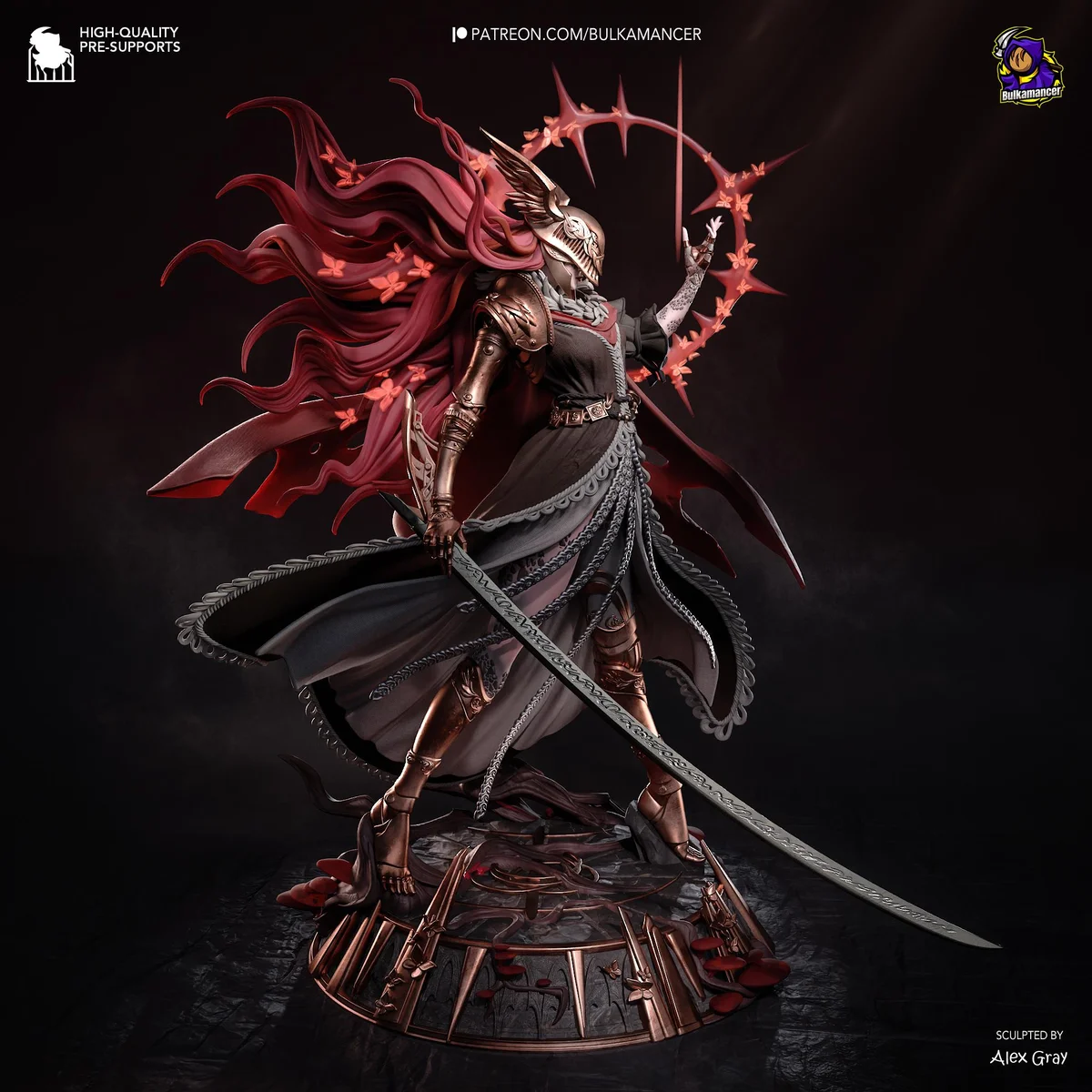 Malenia Blade of Miquella Goddess of Rot - Elden Ring Unpainted Resin Figurine Kit - 1/8 Scale 319mm 12.6in - 3D Printed Statue Fan Art — 10/10