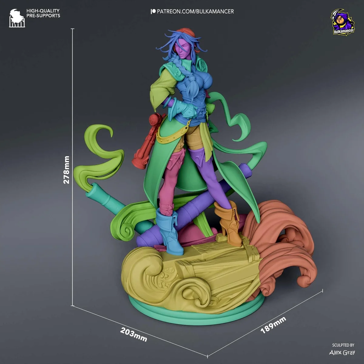 Miss Fortune Sarah Bounty Hunter Bilgewater - League of Legends Unpainted Resin Figurine Kit - 1/8 Scale 278mm 10.9in - 3D Printed Statue — 2/10