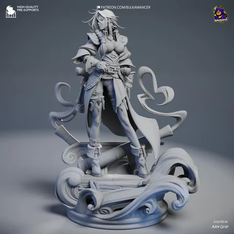Miss Fortune Sarah Bounty Hunter Bilgewater - League of Legends Unpainted Resin Figurine Kit - 1/8 Scale 278mm 10.9in - 3D Printed Statue