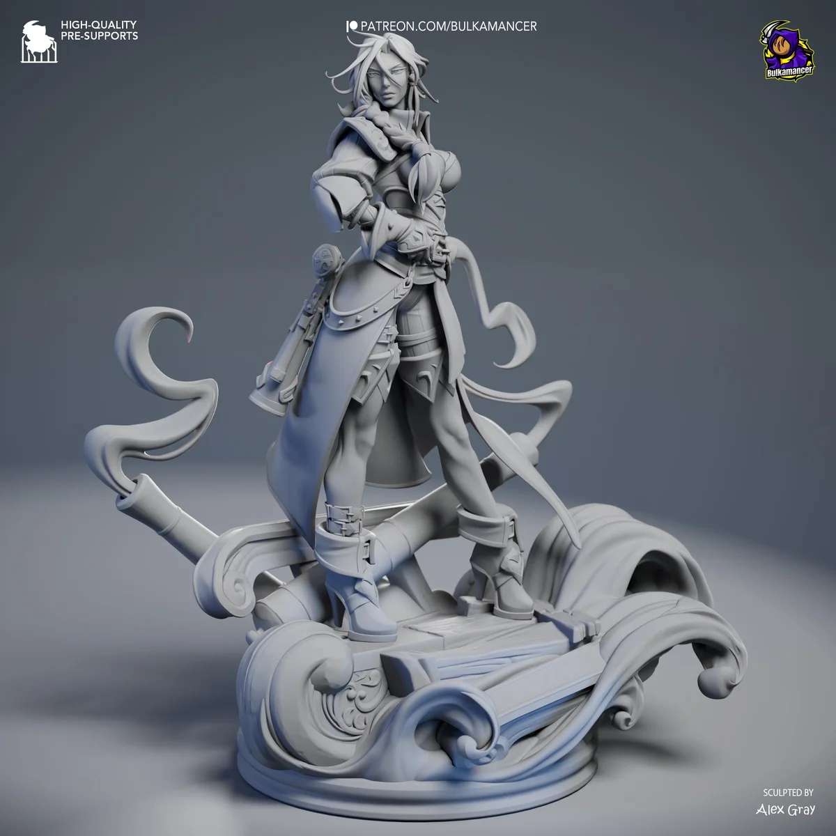 Miss Fortune Sarah Bounty Hunter Bilgewater - League of Legends Unpainted Resin Figurine Kit - 1/8 Scale 278mm 10.9in - 3D Printed Statue — 7/10