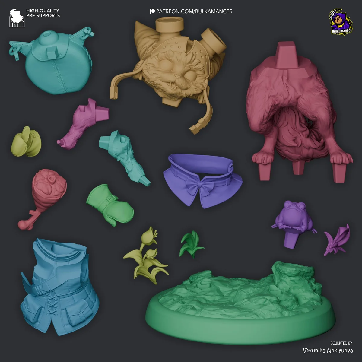 Palico and Toad Felyne Companion Diorama - Monster Hunter Wilds Unpainted Resin Diorama Kit - 1/8 Scale 137mm 5.4in - 3D Printed Statue — 3/10