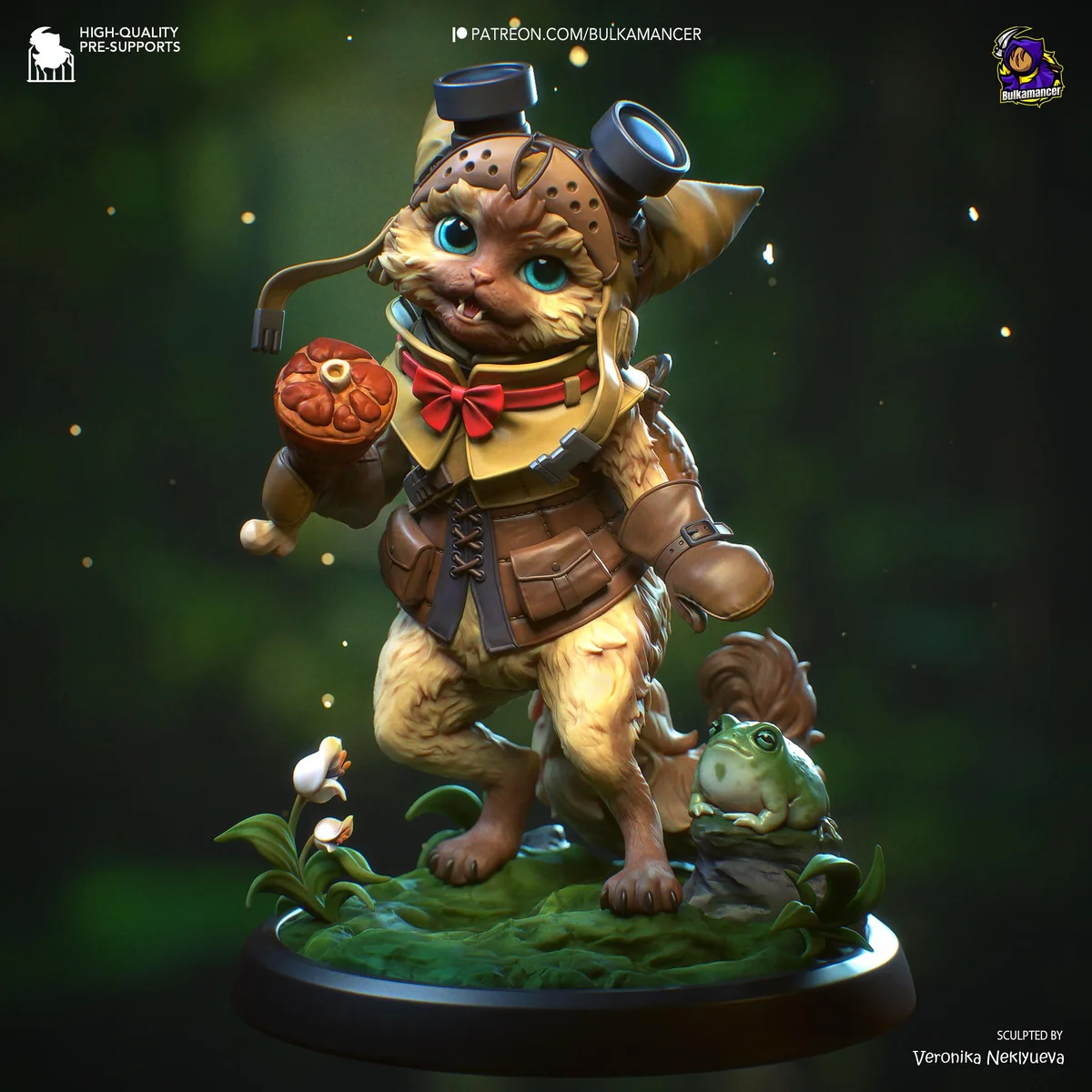 Palico and Toad Felyne Companion Diorama - Monster Hunter Wilds Unpainted Resin Diorama Kit - 1/8 Scale 137mm 5.4in - 3D Printed Statue — 5/10