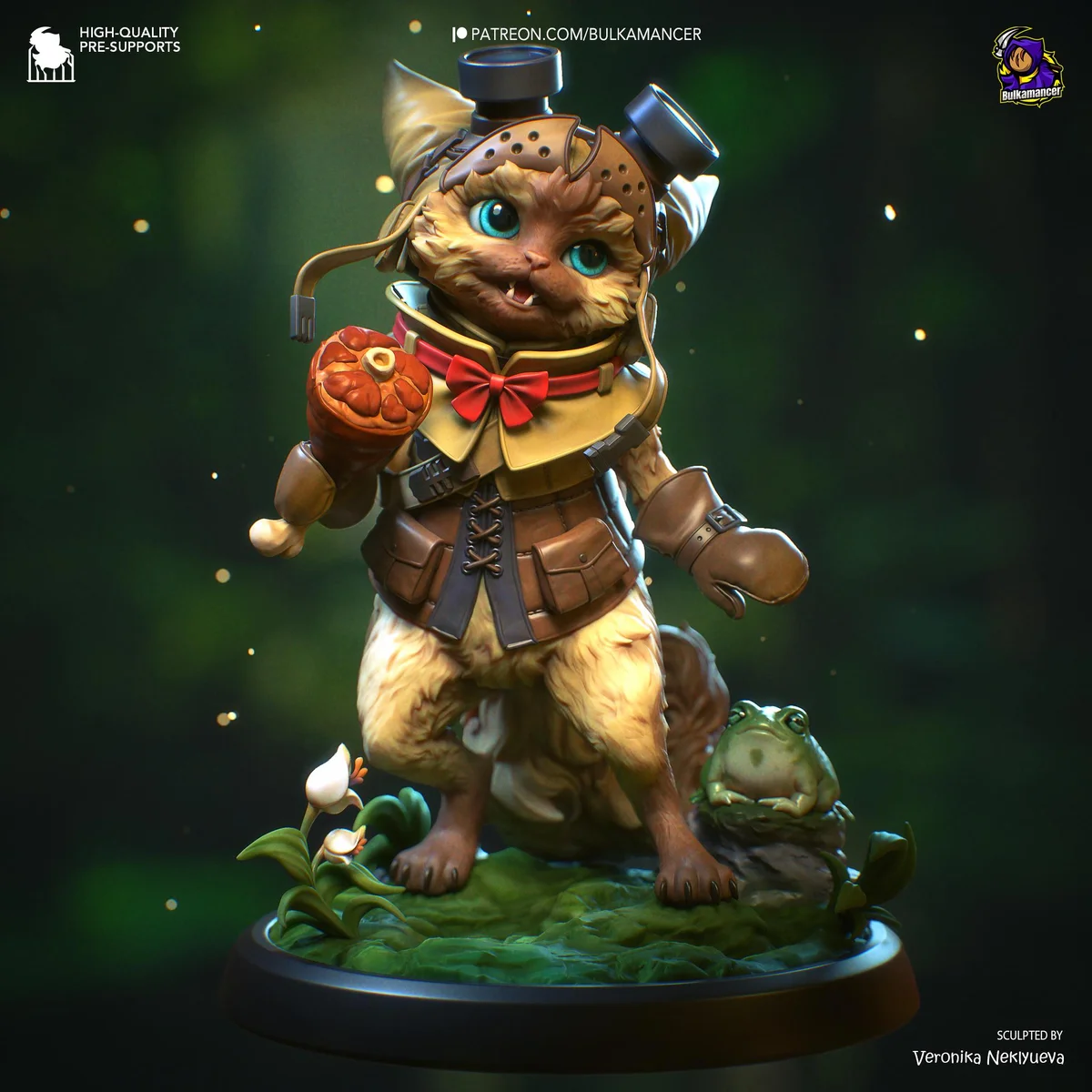 Palico and Toad Felyne Companion Diorama - Monster Hunter Wilds Unpainted Resin Diorama Kit - 1/8 Scale 137mm 5.4in - 3D Printed Statue — 1/10