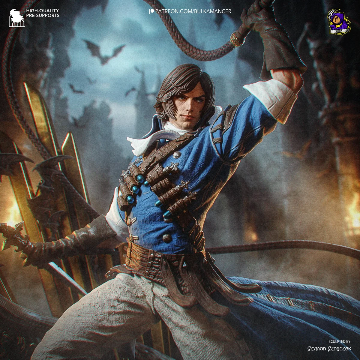 Richter Belmont Vampire Hunter - Castlevania Rondo of Blood Unpainted Resin Figurine Kit - 1/12 Scale 311mm 12.2in - 3D Printed Statue — 4/10