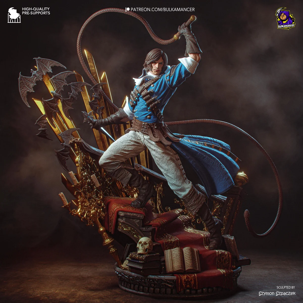 Richter Belmont Vampire Hunter - Castlevania Rondo of Blood Unpainted Resin Figurine Kit - 1/12 Scale 311mm 12.2in - 3D Printed Statue — 1/10