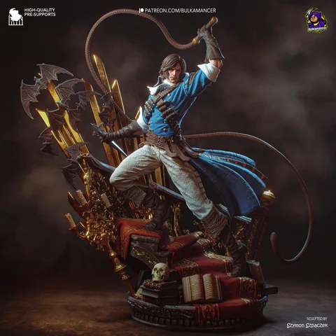 Richter Belmont Vampire Hunter - Castlevania Rondo of Blood Unpainted Resin Figurine Kit - 1/12 Scale 311mm 12.2in - 3D Printed Statue