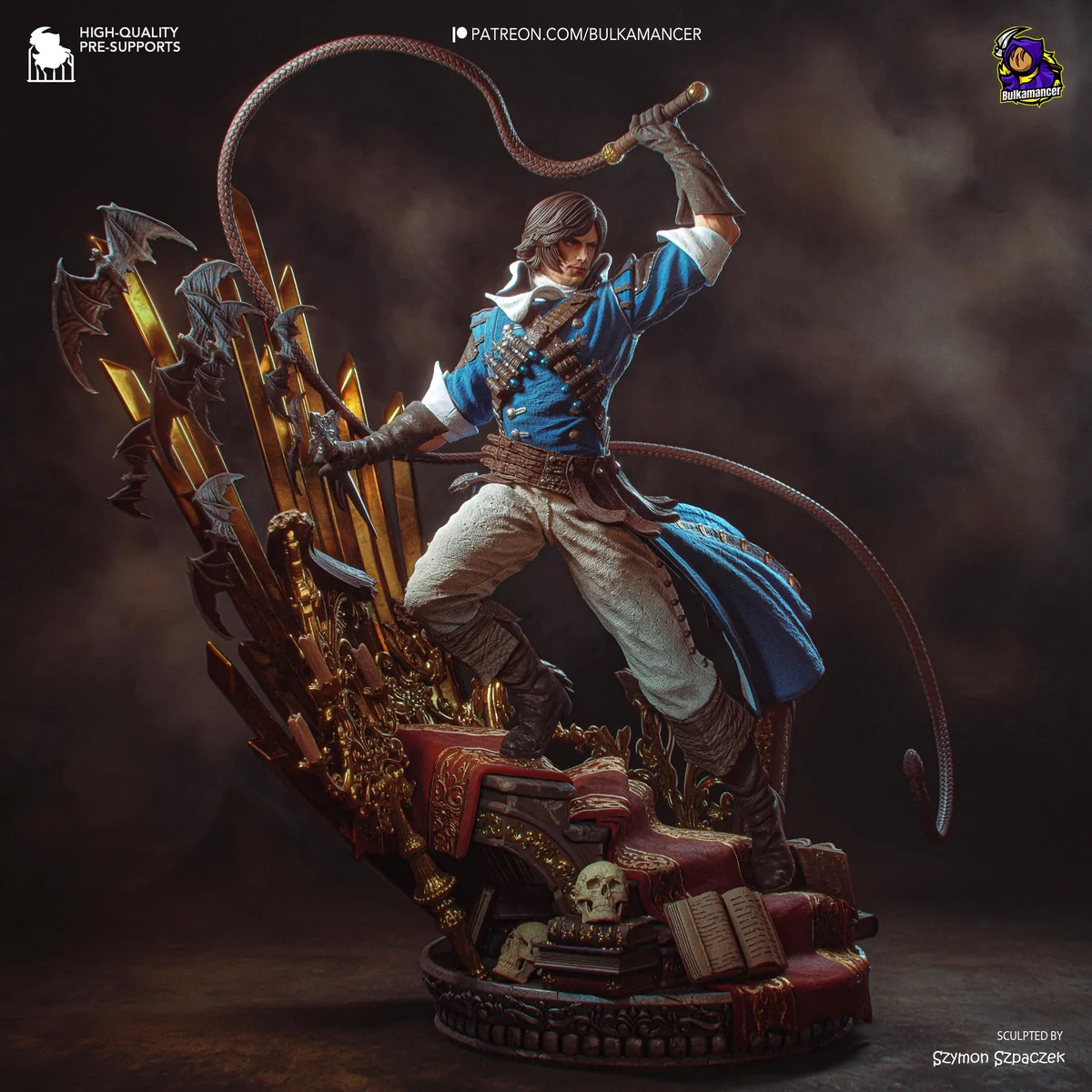 Richter Belmont Vampire Hunter - Castlevania Rondo of Blood Unpainted Resin Figurine Kit - 1/12 Scale 311mm 12.2in - 3D Printed Statue — 5/10