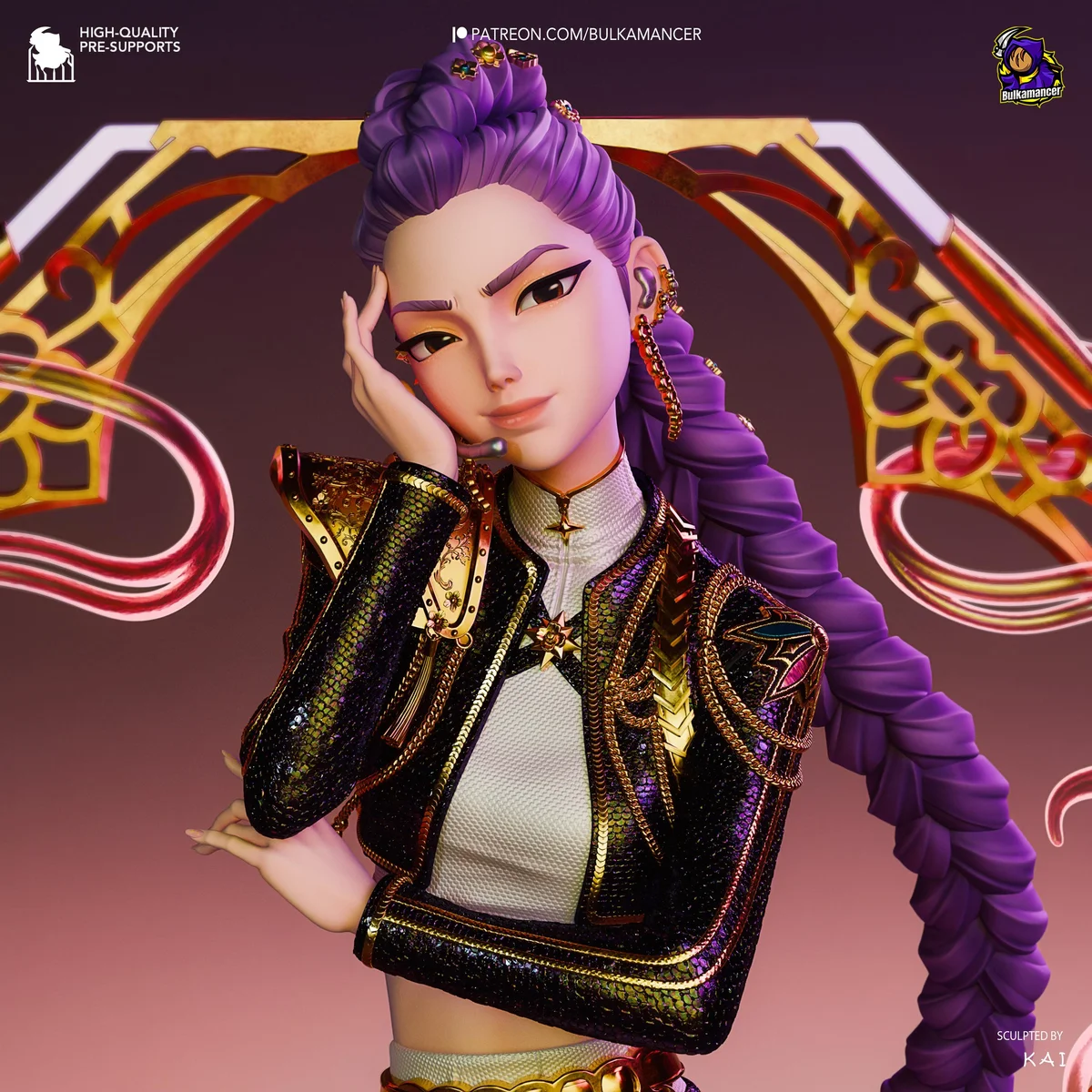 Rumi Huntrix Idol - KPop Demon Hunters Netflix Unpainted Resin Figurine Kit - 1/8 Scale 243mm 9.6in - 3D Printed Statue Fan Art — 5/10