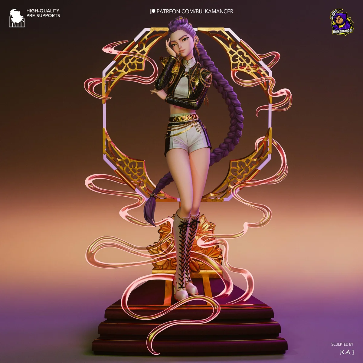 Rumi Huntrix Idol - KPop Demon Hunters Netflix Unpainted Resin Figurine Kit - 1/8 Scale 243mm 9.6in - 3D Printed Statue Fan Art — 1/10