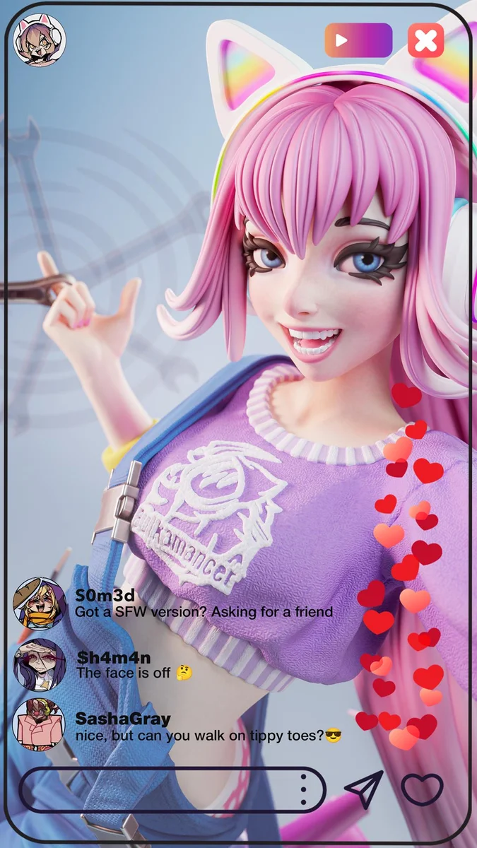 Safie Industrial Workshop Catgirl - Anime Mechanic Figurine Kit - 1/8 Scale 265mm 10.4in - 3D Printed Resin Statue — 4/10