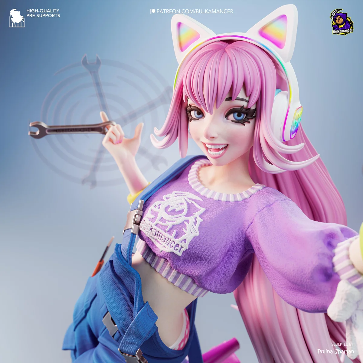 Safie Industrial Workshop Catgirl - Anime Mechanic Figurine Kit - 1/8 Scale 265mm 10.4in - 3D Printed Resin Statue — 5/10
